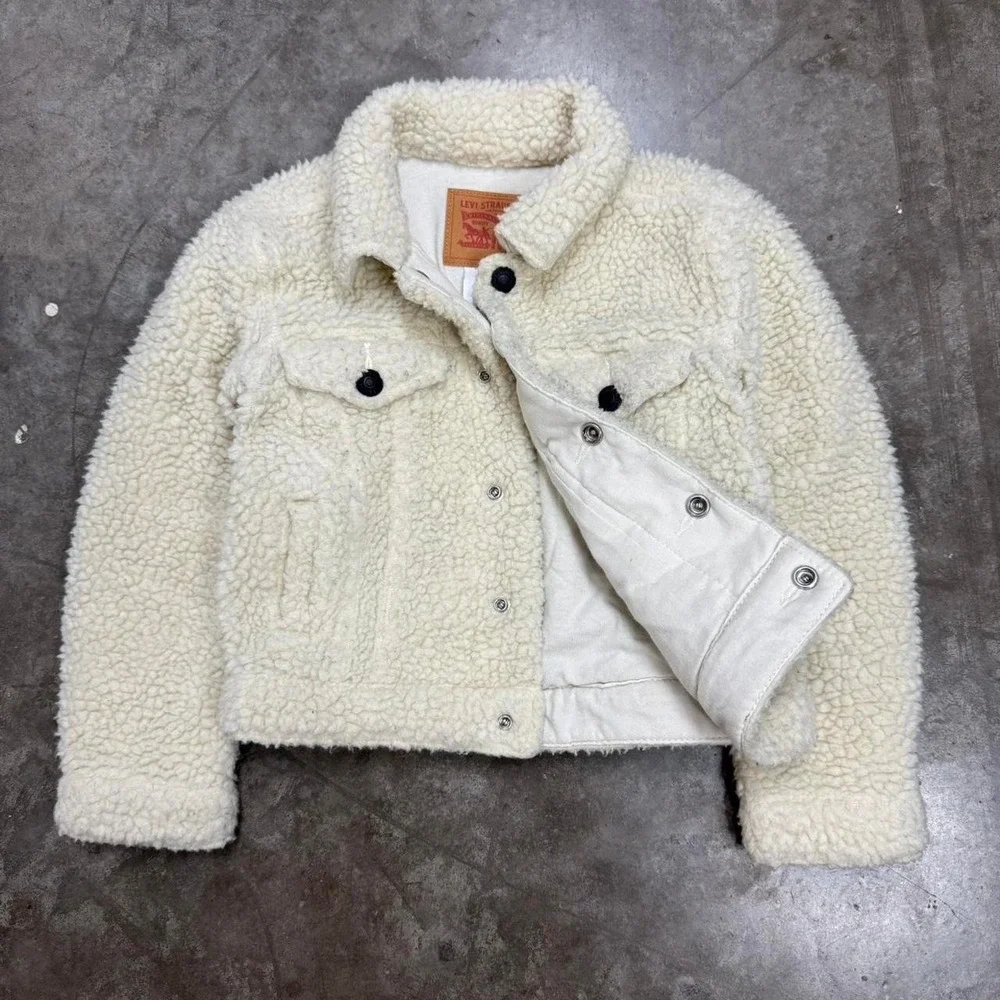Levi's Kids White Sherpa Trucker Jacket Size 3T